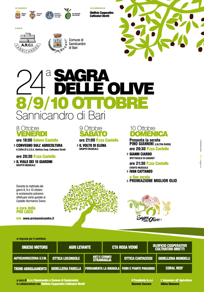 manifesto e programma sagra delle Olive 2010 - Sannicanro di Bari 